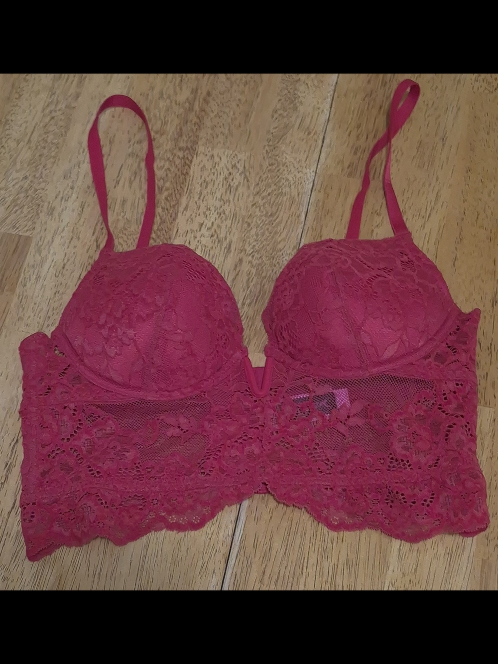 La Senza Pink Lace Longline Push-Up Bralette Bra S/P